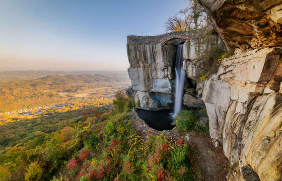Waterfall And Cliff In Tennessee
