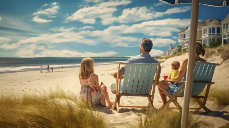 Family enjoying beach getaways in New England