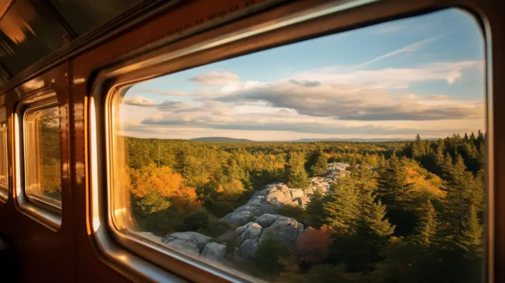 Interior View of scenic New England train ride