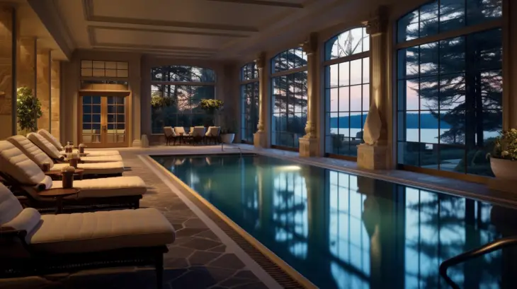 Relaxing indoor pool at a luxury New England spa resort