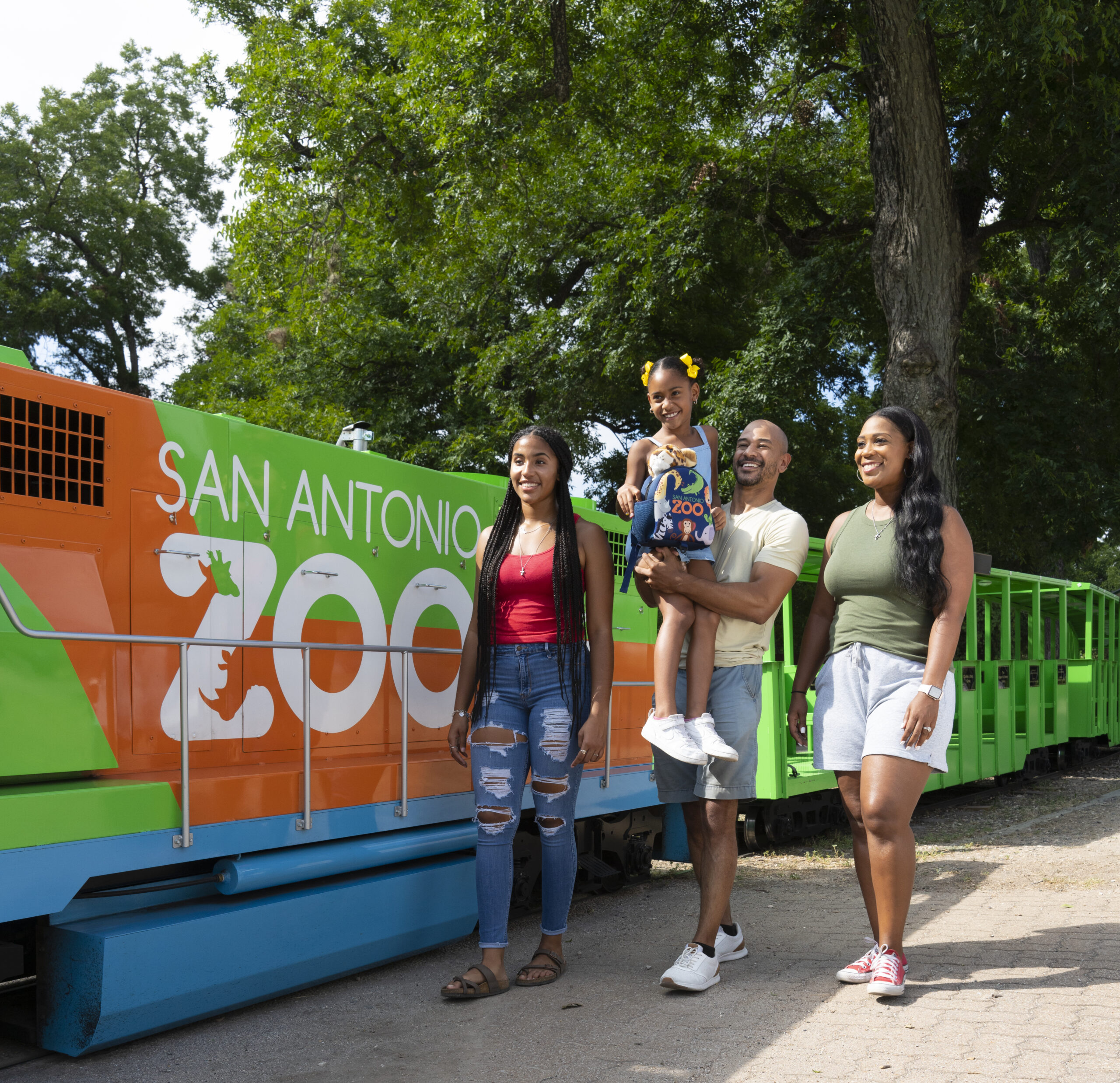 Family with the San Antonio Zoo Train.