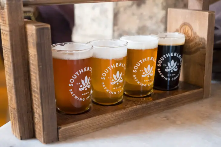 Craft beer sampler featuring four 8oz beers from Southerleigh Brewery.
