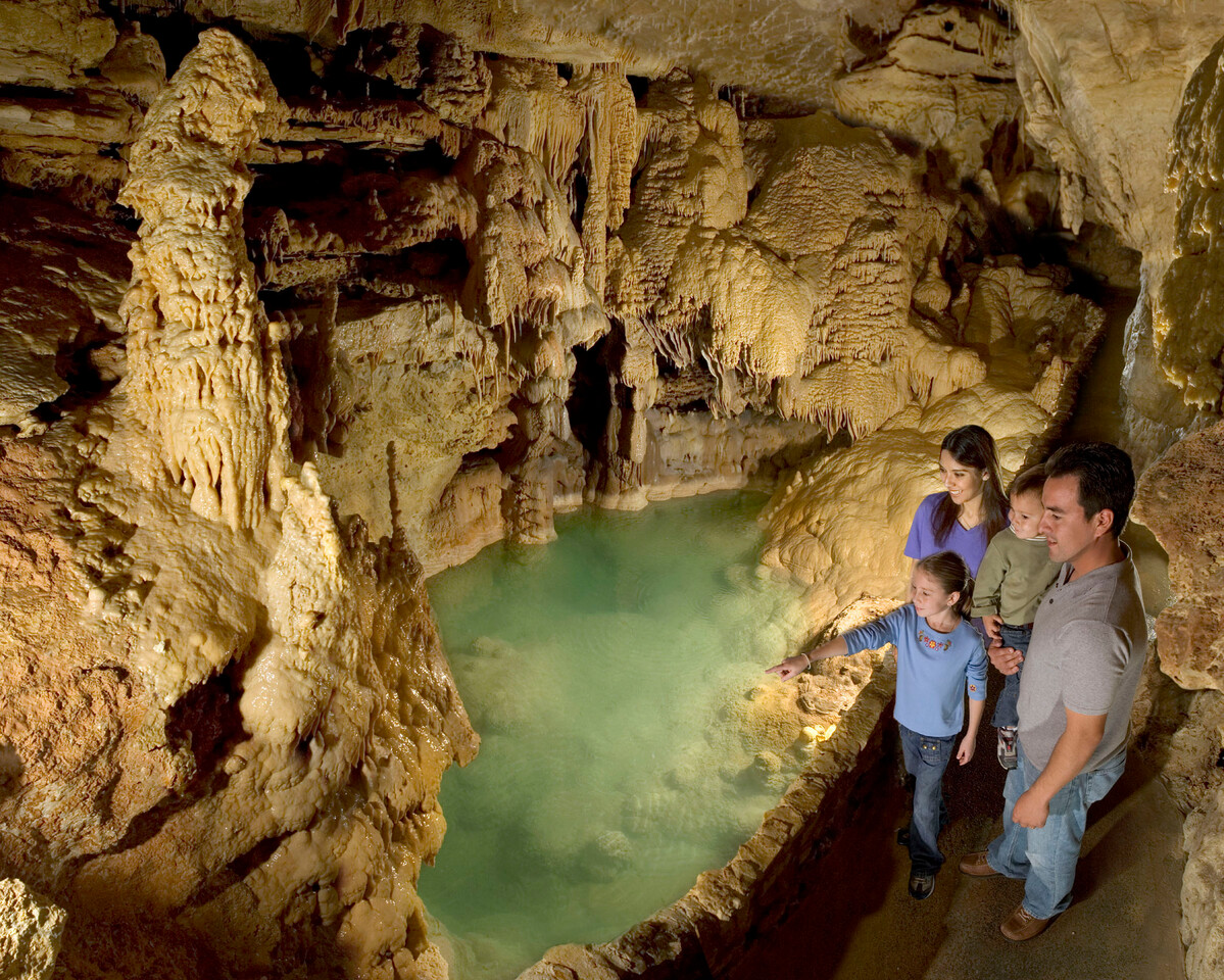 Emerald Lake inside the Natural Bridge Caverns