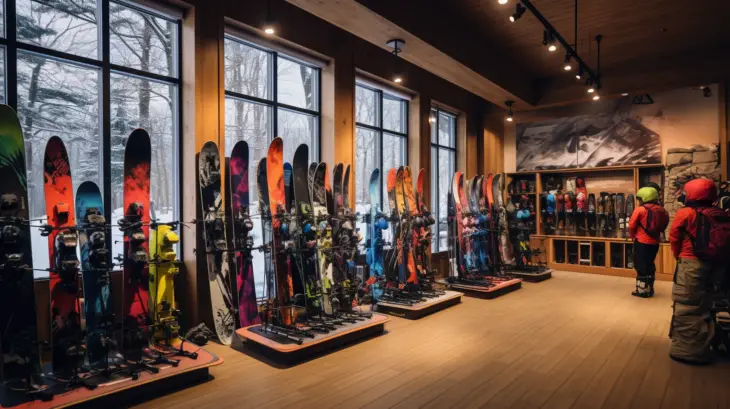 Inside a ski and snowboard rental shop in the Poconos